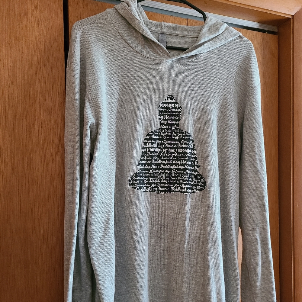 Slightly Buddha Buddhaful Day Thermal Hoodie Heather Grey XL